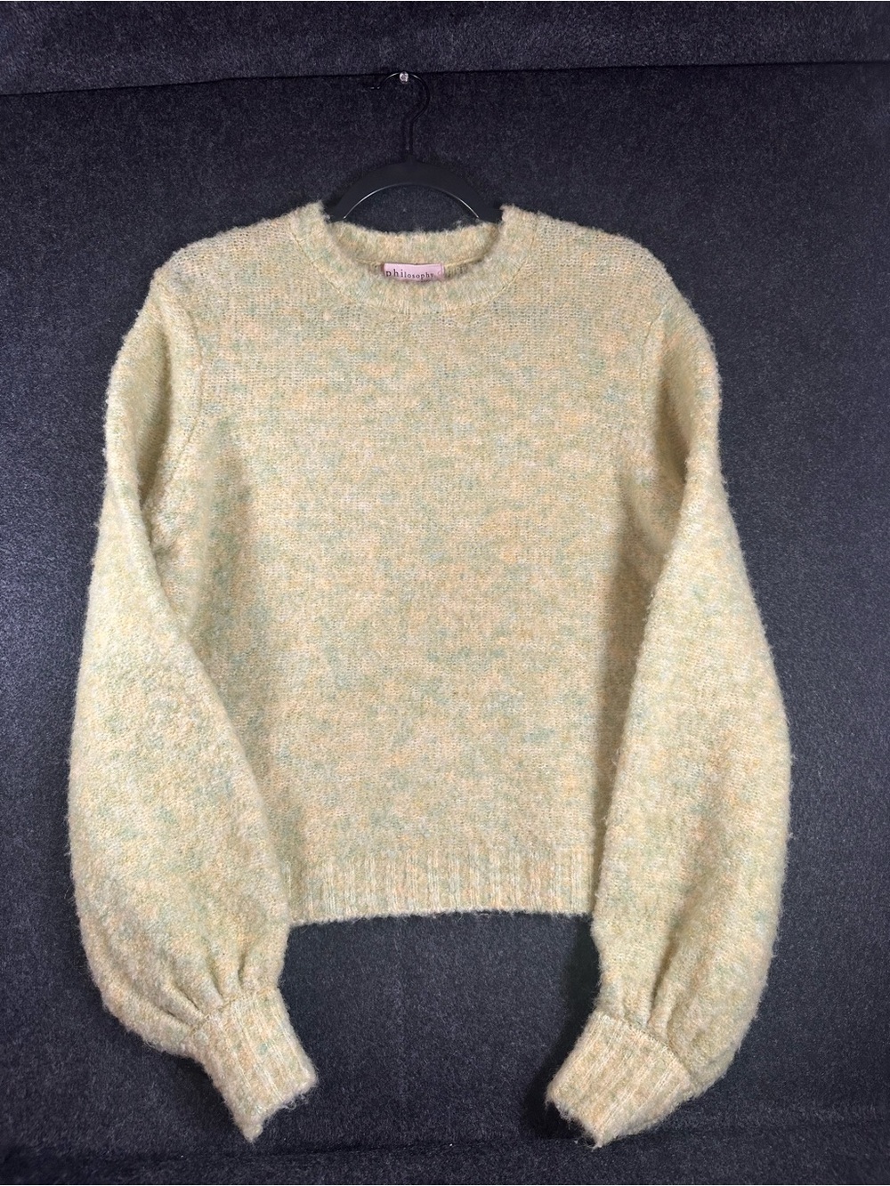 Philosophy Republic Clothing Women's Fuzzy Crewneck Sweater Yellow Small